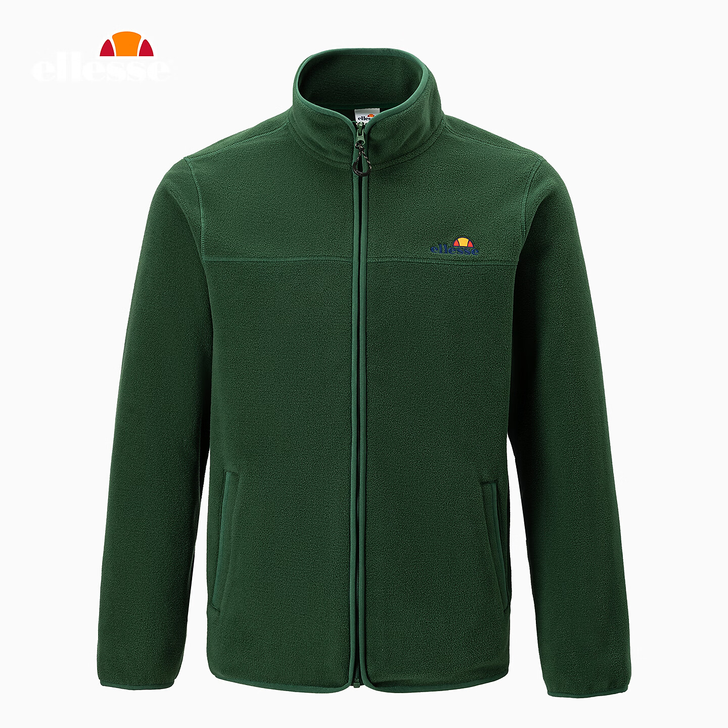 ellesse小贝壳加绒女情侣立领摇粒绒运动外套秋季新款冲锋衣内胆 绿色 XS