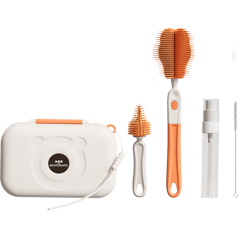 貝因美嬰兒奶瓶刷套裝寶寶吸管清洗硅膠清潔刷便攜旅行裝瀝水架水杯刷子