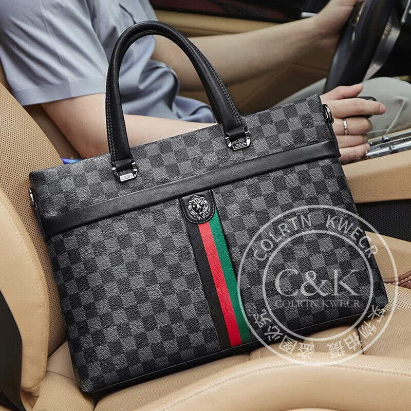 Colrtn Kwecr男士商务公文包大容量出差办公手提包皮包单肩斜挎包电脑包 CO183138.5*28.5*6(14英寸）