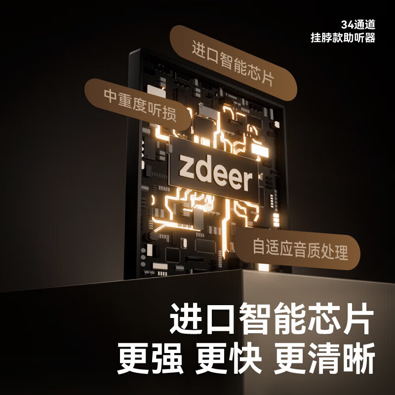 左点zdeer 脖挂防丢数字助听器入耳式中老年人耳聋耳背轻中重度听损 脖挂防丢|64通道|55dB高增益