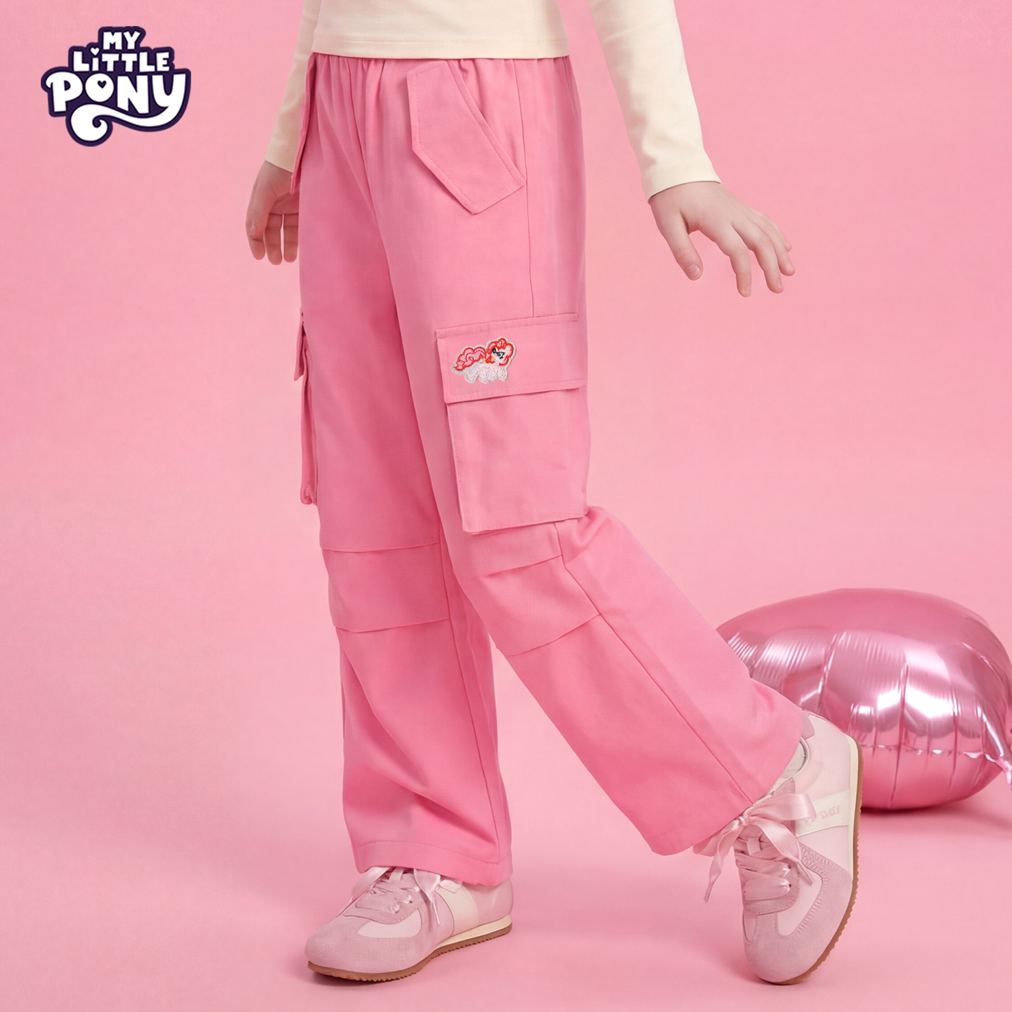 小马宝莉女童裤子2026新款洋气儿童工装裤小女孩超好看休闲长裤子 【直筒工装裤】玫红 110