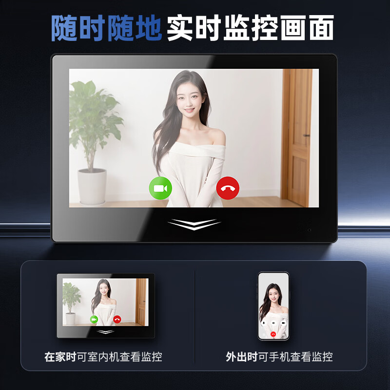 NOBON人脸识别可视对讲室内机门禁系统主机楼宇单元门别墅老人监控双向 7寸款   套装七(别墅门、庭院门)