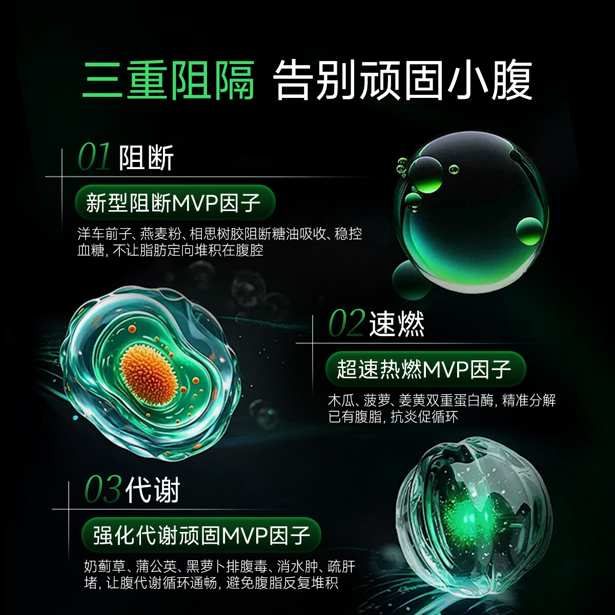 Vitavea【法国进口】小富婆平小腹丸瘦肚子瘦腰燃脂全身快速白芸豆阻断剂 周期维稳丨瘦肚子打造女团A4腰 180粒*3盒 减肥药减肥瘦肚子燃脂7天30斤大肚子已售100万+