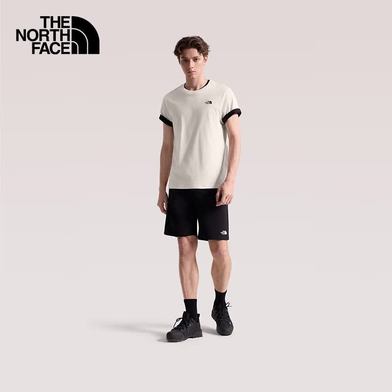 The North Face男女同款印花短袖T恤户外透气8GVF 米白色/QLI L