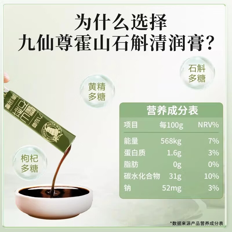 九仙尊7S霍山石斛清润膏10g7袋米斛膏枸杞原浆营养滋补品口服液高档礼物盒 【周期养护】10g*140袋 （7袋*20盒）