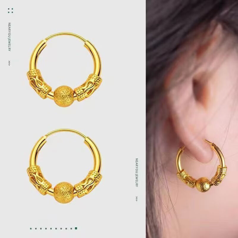 爆款国风轻奢幸运时尚百搭金色耳环小众设计显白优雅高端气质 2026爆款国风耳扣(送精美礼盒)