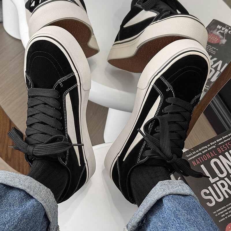 战澈经典黑色软底低帮帆布鞋 男款夏季透气板鞋 韩版百搭休闲鞋 黑色 44