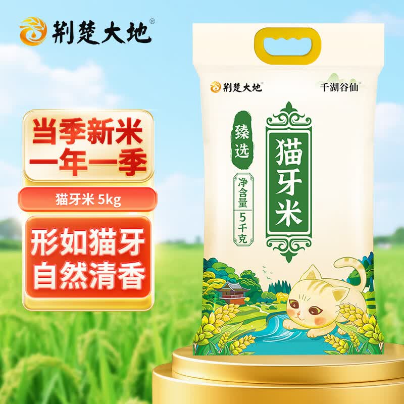 荆楚大地荆楚软香米 南方大米长粒米20斤装（非真空包装） 【品质甄选】猫牙米10斤