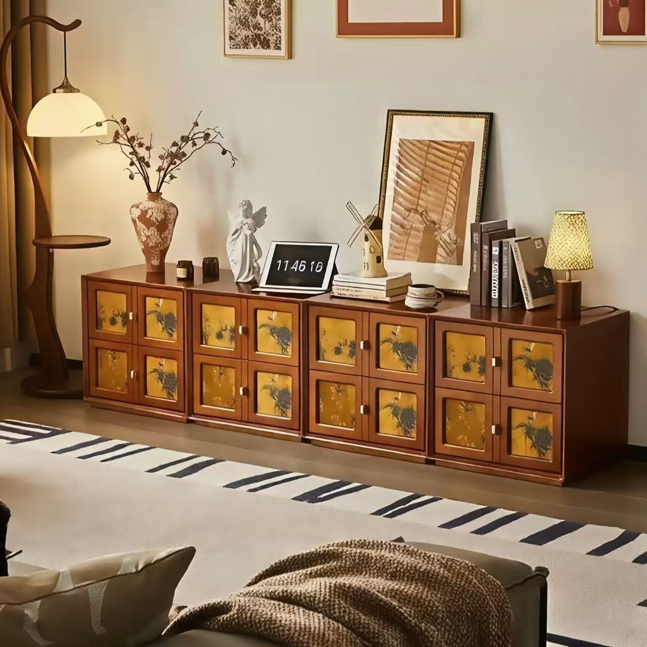 香云纱斗柜电视柜法式复古斗柜客厅靠墙柜子 黑色 50*40*50cm【整张发货】