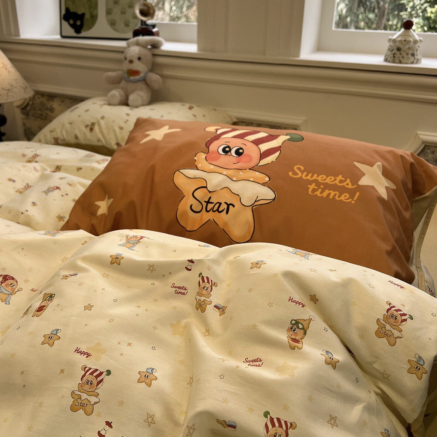 苏萱卡通魔法星星全棉四件套纯棉1.5m被套儿童床单宿舍三件套床上用品 魔法星人 1.8m 床笠款 四件套-被套200x230cm