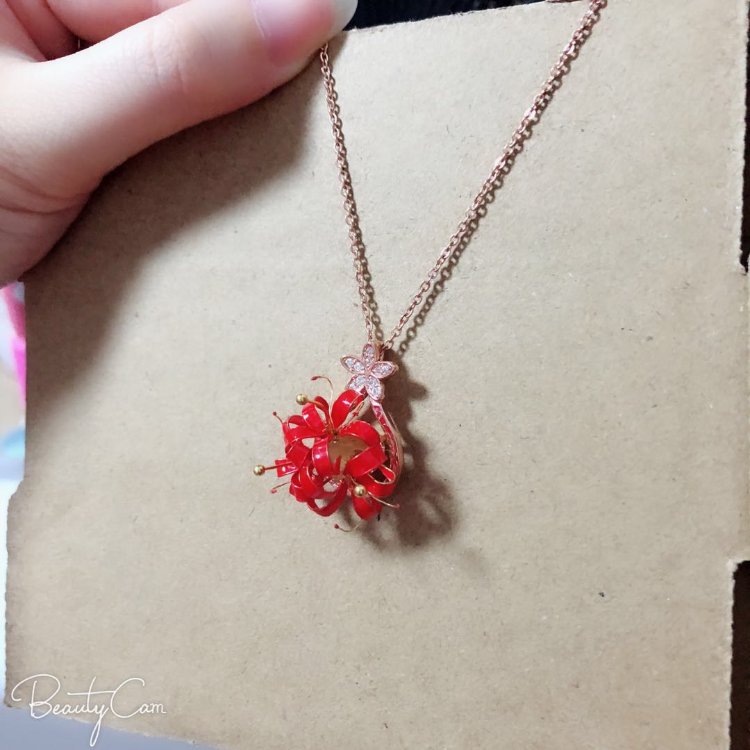 彼岸花项链吊坠 曼珠沙华 彼岸花饰品情人节礼物 红色