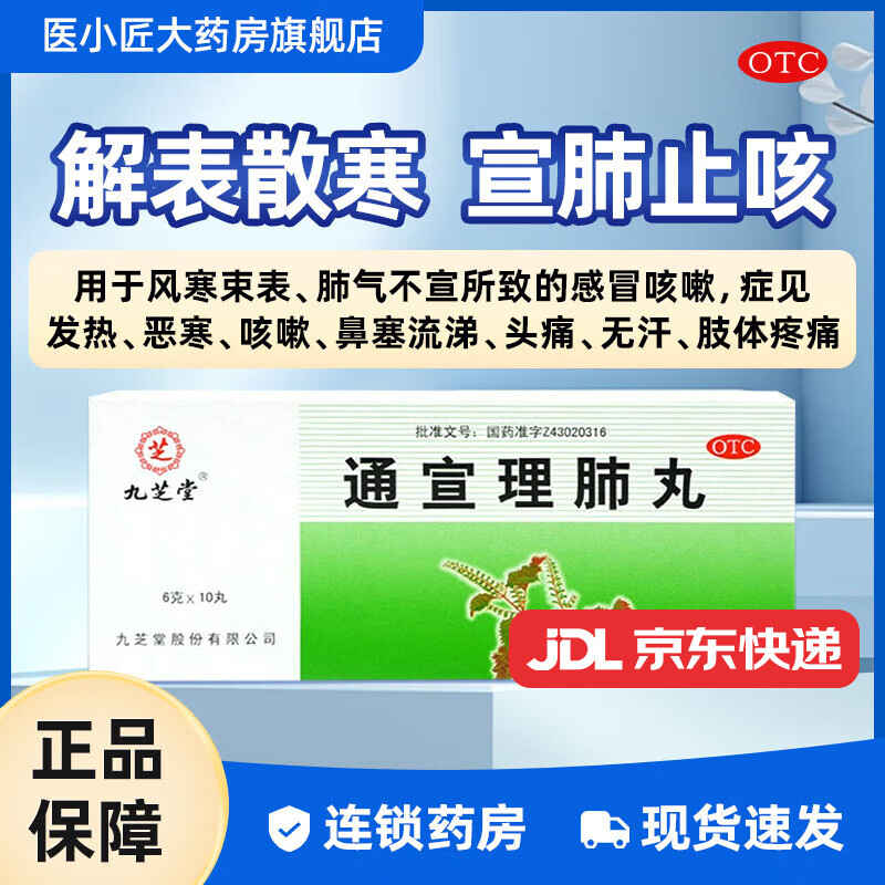 [九芝堂] 通宣理肺丸 6g*10丸/盒解表散寒 宣肺止嗽 症见发热 恶寒