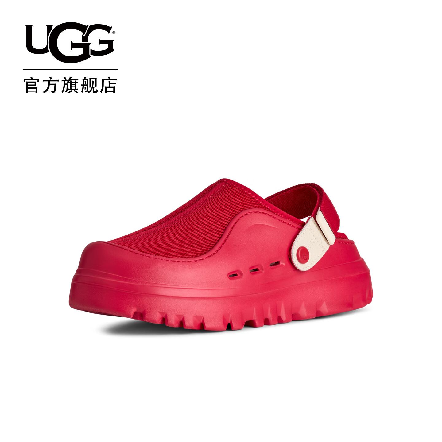 UGG夏季新款男女同款时尚舒适轻便纯色厚底魔术贴休闲凉鞋1166912 CJS|樱桃红色/茉莉白 42