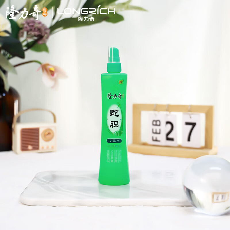 隆力奇蛇胆花露水清凉爽肤195ml沁凉舒爽蛇胆精华清香怡人竹叶清香型 蛇胆花露水195ml*2瓶