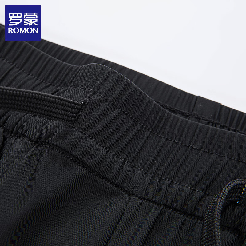 罗蒙（ROMON）冰丝休闲裤男2026夏季薄款凉感松紧腰男士宽松直筒长裤子男裤 黑色 XL (建议体重130-150斤)
