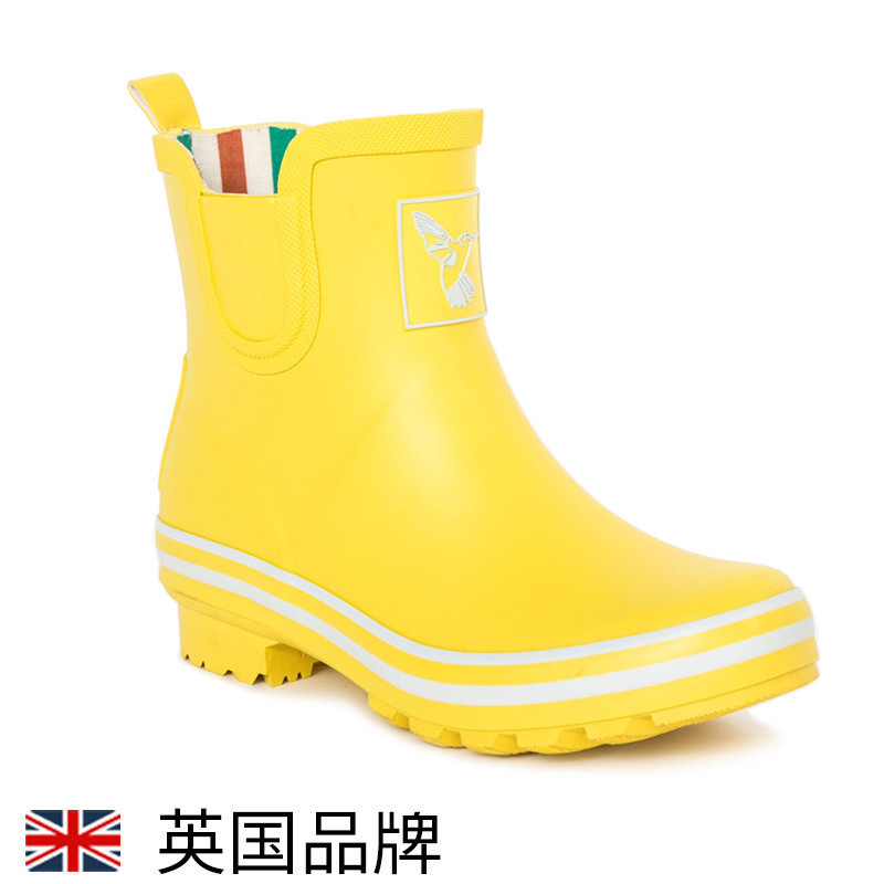EVERCREATURES英国雨靴黄色雨鞋女鞋雨天成人水鞋防滑防水鞋靴套切尔西雨鞋低帮 黄色低帮12YEL 37(UK4)