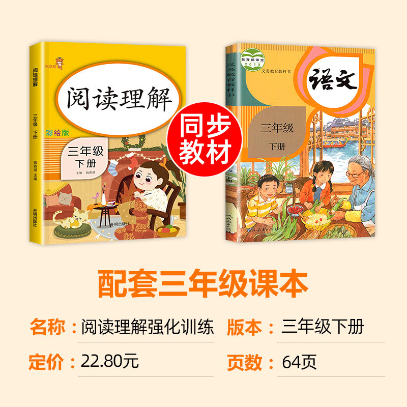 老师推荐三年级阅读理解 每日一练 人教版课外阅读 3年级下册训练题小学语文下同步练习强化专项训练书