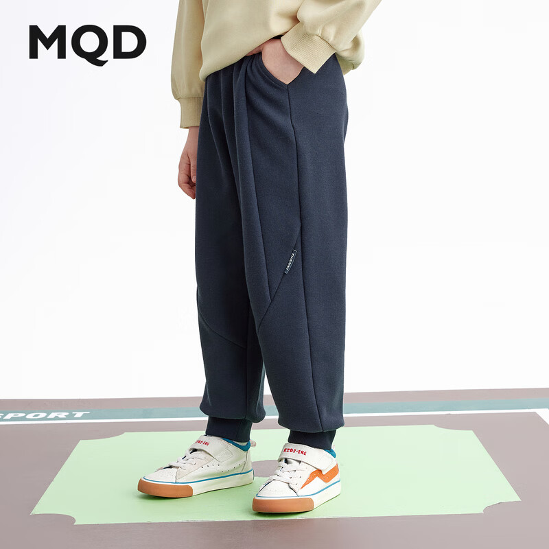 马骑顿（MQD）儿童轻薄透气休闲运动针织裤  深蓝色 140