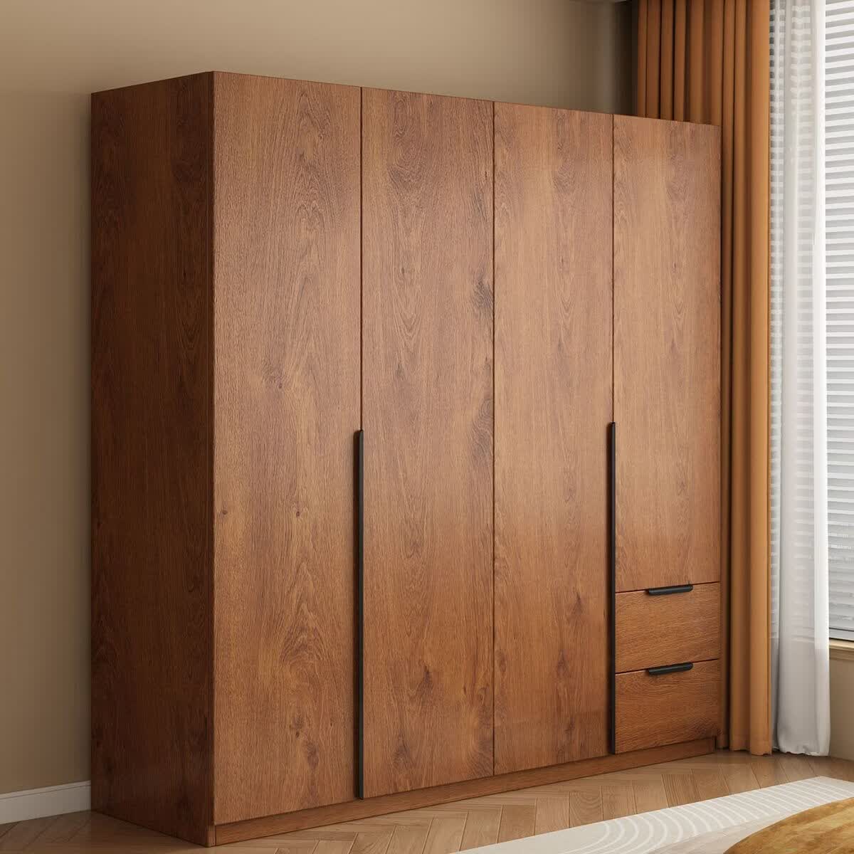 溥畔衣柜家用卧室2025新款爆款简易收纳柜子出租房定制工厂直销挂衣橱 [白胡色]240主柜+顶柜+角柜 包安装