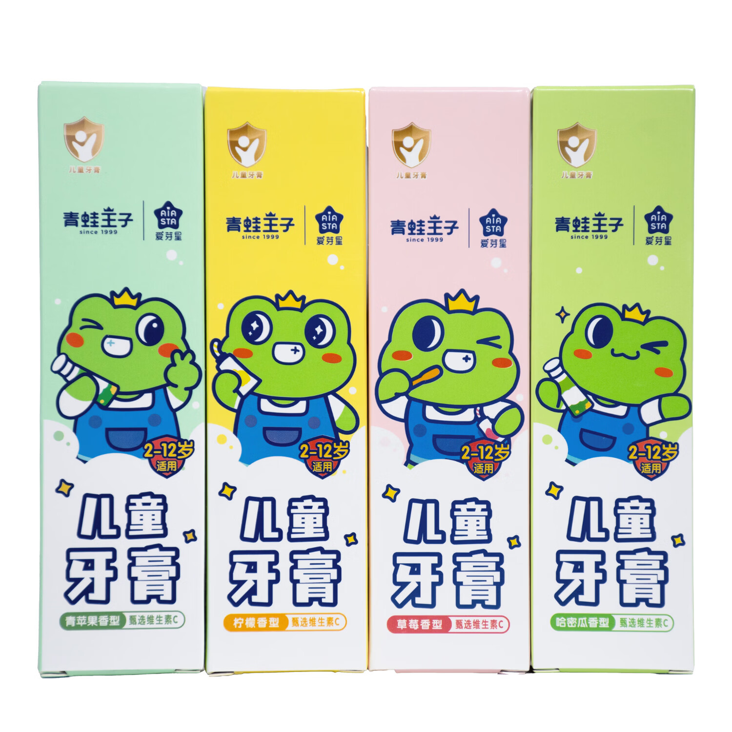 青蛙王子(FROGPRINCE)儿童牙膏45g果味清新无氟清洁防蛀2-12岁换牙期防龋齿 【4种香型】儿童牙膏45g*4支