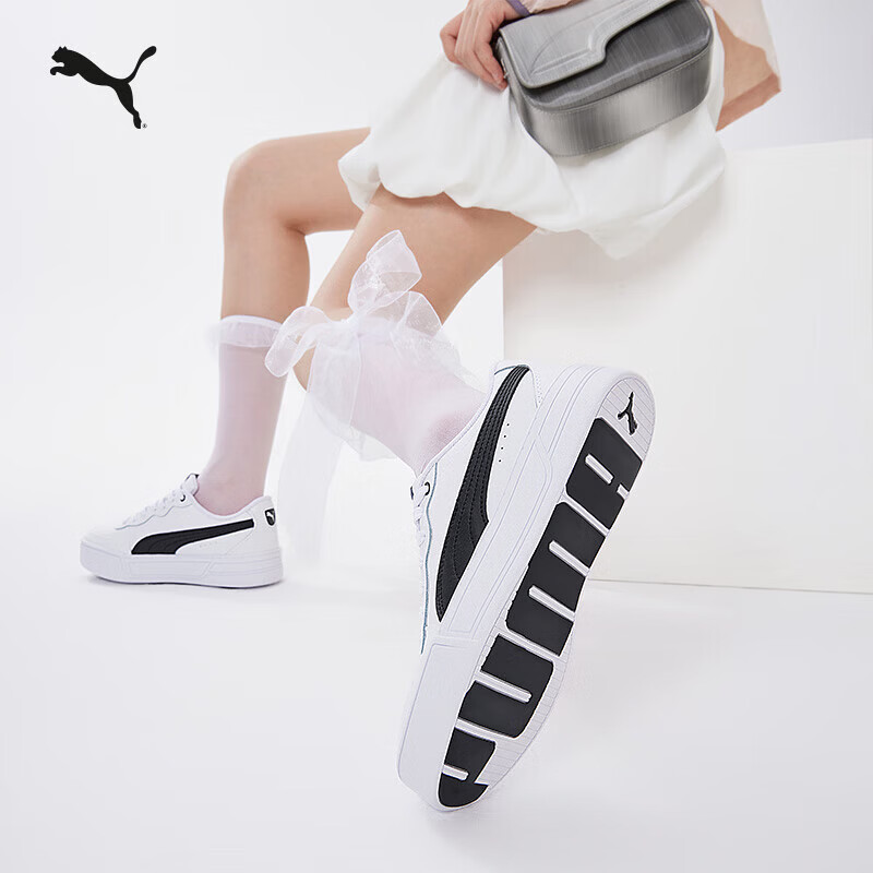 彪马（PUMA）小白鞋|增高厚底网球板鞋女冬运动休闲鞋SKYE 374764 白-黑色-02 36