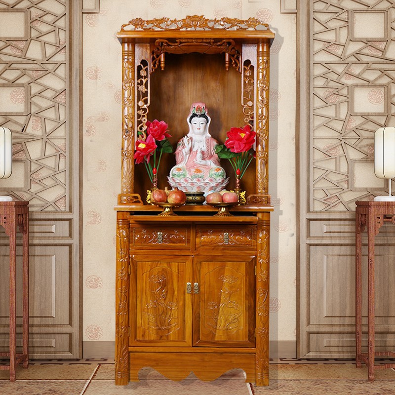 臻若兰  供桌供台佛立柜实木老榆木佛财神柜观音佛柜佛教用品供奉柜