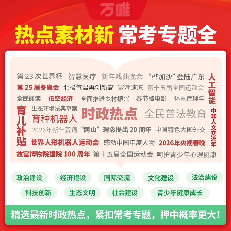2026新版万唯中考时政热点考前预测初中789年级历史道法生物地理生地会考新闻时事热点试题猜押真题训练手册中考备考总复习练习题 全国通用 知识速查 生物