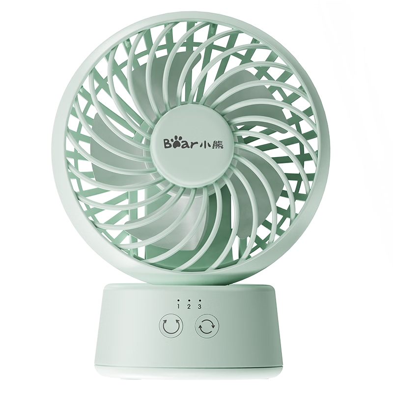 小熊（Bear）小风扇桌面 迷你小风扇办公室宿舍学生小型风扇USB充电轻音运行大风力小巧便携式送女友手持电风扇 【无线续航 自动摇头】清新绿 DFS-C09L8