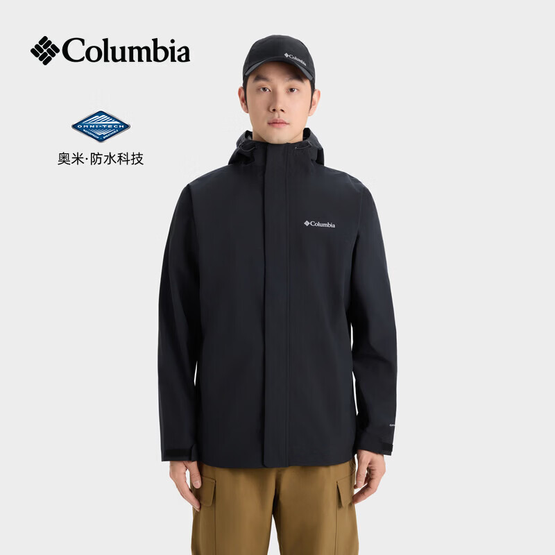 哥伦比亚（Columbia）2026春夏新品户外男子防水防风保暖单层休闲冲锋衣夹克外套XE8810 010-黑色 S （170/92A)