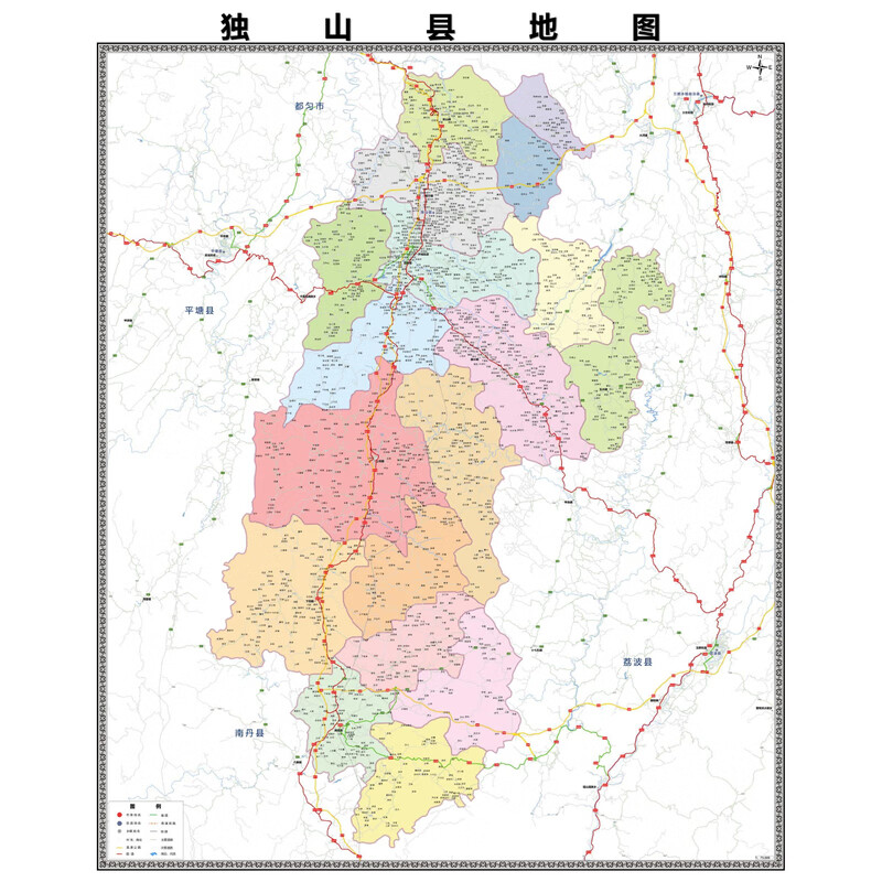 独山县市县市街道分布地区区域图办公室贴图挂图 防水贴图 120