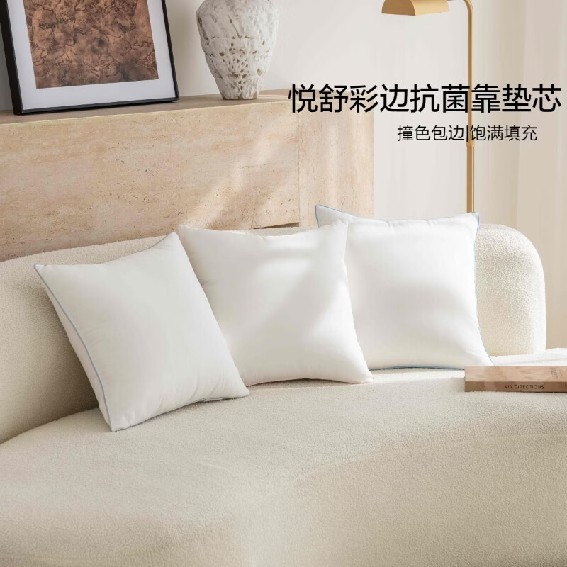 水星家纺悦舒彩边抗菌靠垫芯 悦舒彩边抗菌靠垫芯(素灰色) 45cm*45cm