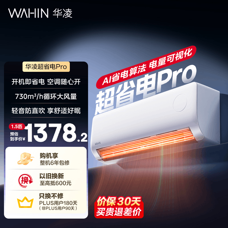 华凌空调 超省电pro大1.5匹一级能效 双排铜管蒸发器变频挂机 国家补贴 KFR-35GW/N8HA1Ⅲ-P