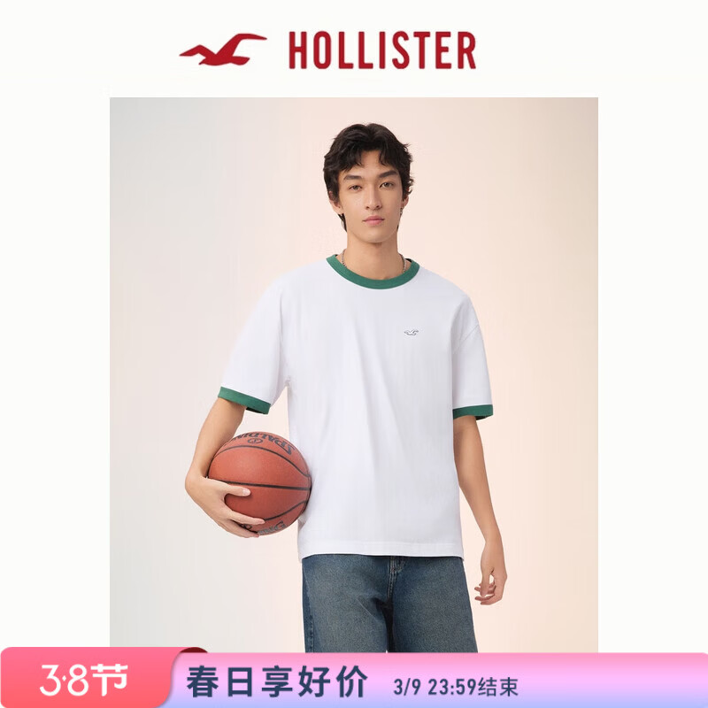 HOLLISTER小海鸥图案美式重磅棉质T恤25夏男装324-5463 白色 M (180/100A)