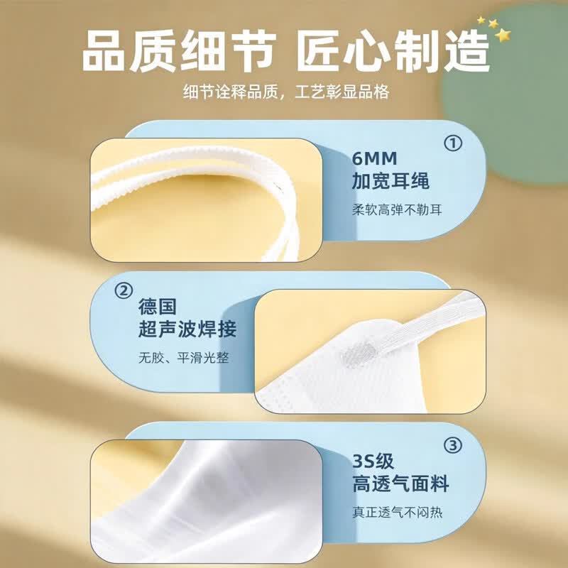 万宝绿口罩3d立体女高颜值2026新款显脸小莫兰迪色一次性夏季轻薄款透气 【六色混搭】60只-独立装 M码（适用75-125斤）