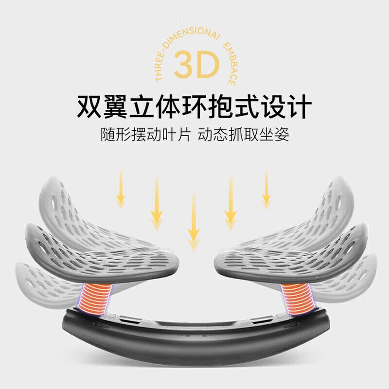梦丝洛人体工学腰靠腰垫汽车靠背坐垫腰枕护腰办公室靠垫减压车座座靠垫 商务黑-网布款