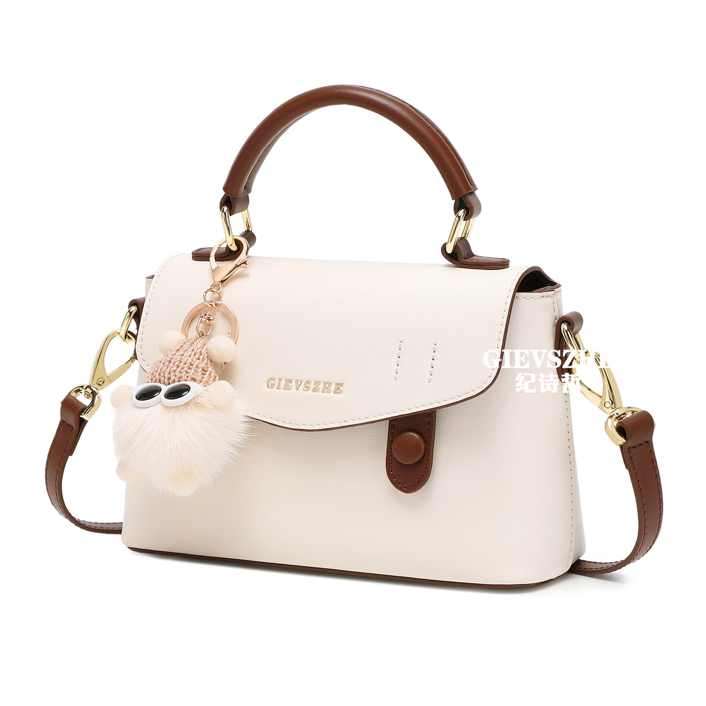 纪诗哲轻奢侈包包女包2026新款女士单肩斜挎手提包送老婆女友生日礼物 米白色【2025年新款】 品牌礼盒