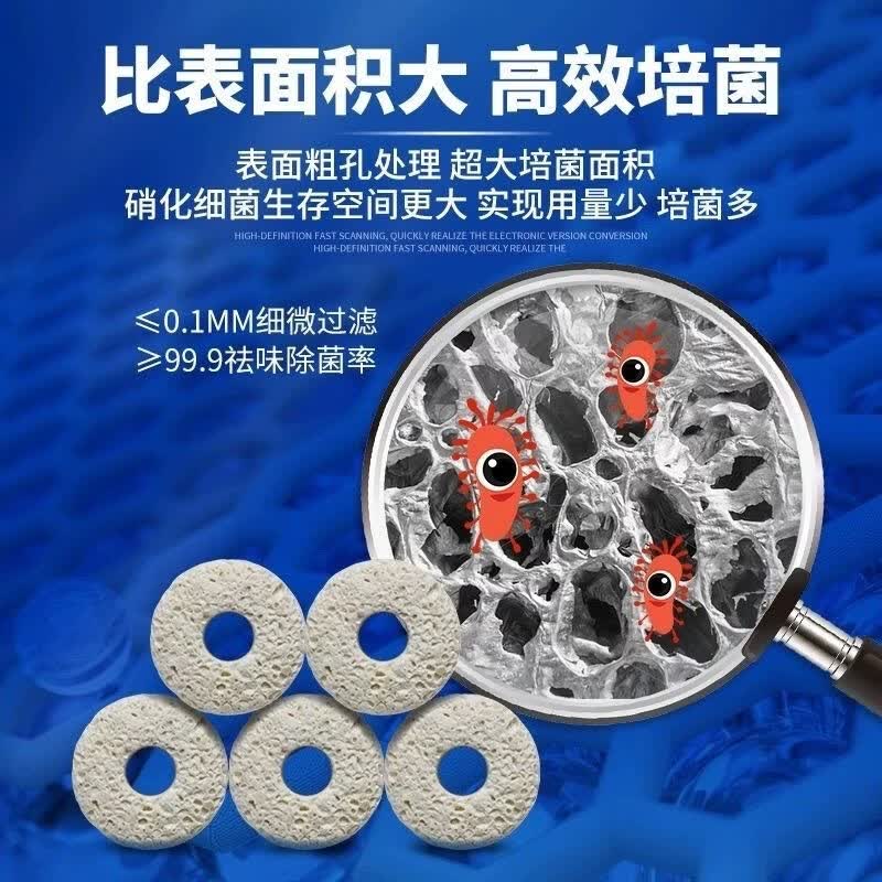 速倍妥大饼干环形滤材鱼缸鱼池过滤材料细菌屋水族箱培菌净化水质 大饼干24L一袋（约20斤）