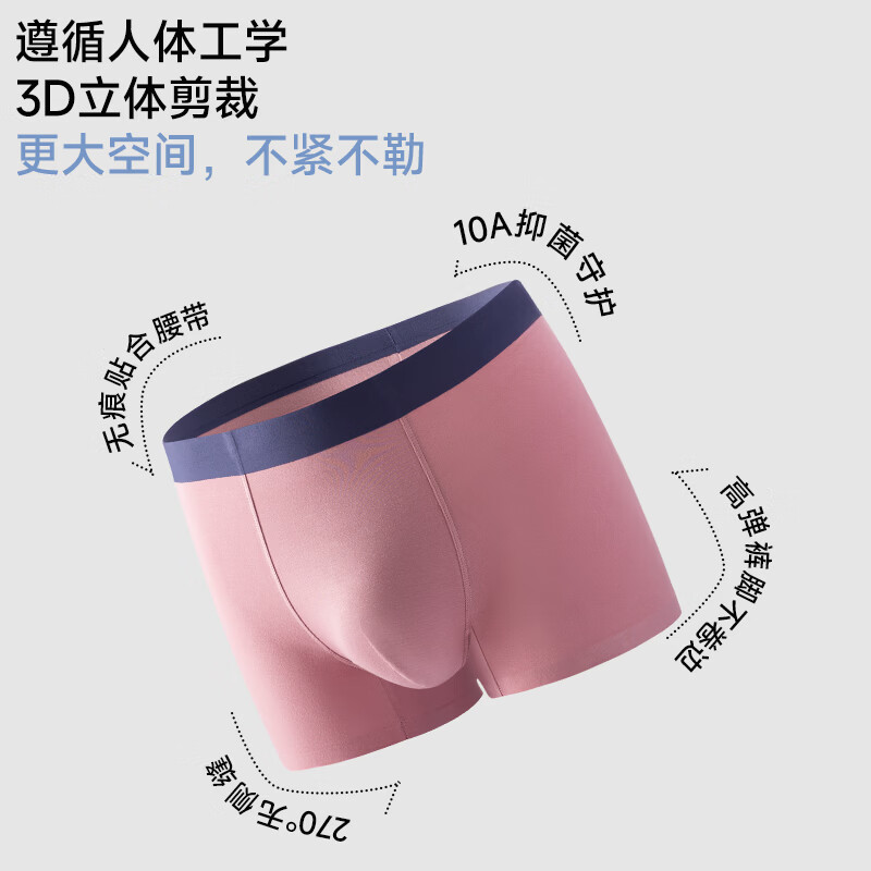 氧心（YANGXIN）5条装夏季超薄款男士内裤无痕夏季超薄款平角裤抑菌四角裤 一盒5条装 2XL （140-160斤）