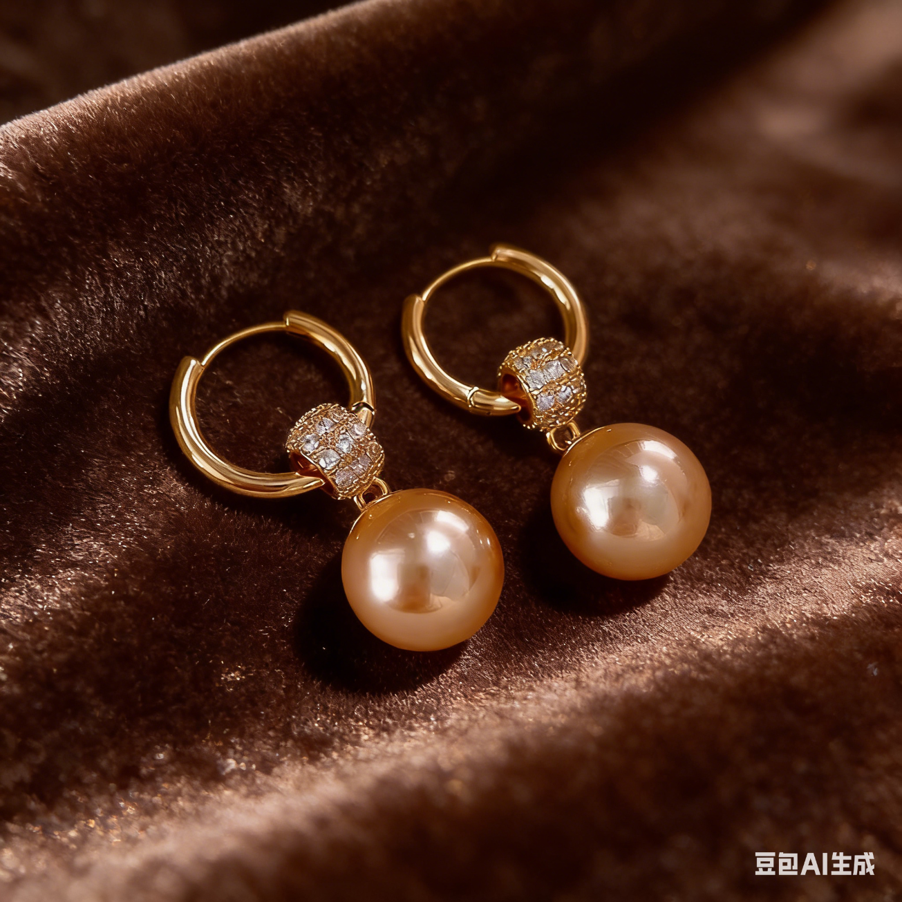 2026新款时尚复古香槟色轻奢耳扣高级感精致气质女耳环耳饰XJS2 【送礼盒】香槟色珍珠耳环