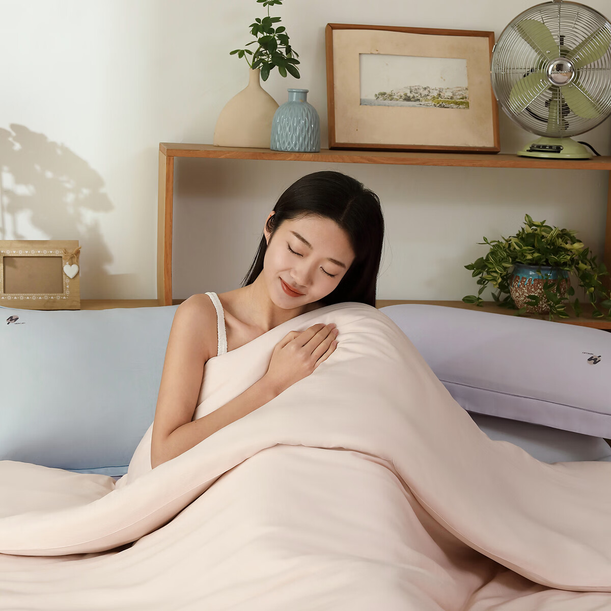 水星家纺四件套床上A类凉感莱赛尔被套枕套床单26年新款套件 雪糕·沁凉之境床笠式(奶油粉) 床笠款 （被套200*230cm）