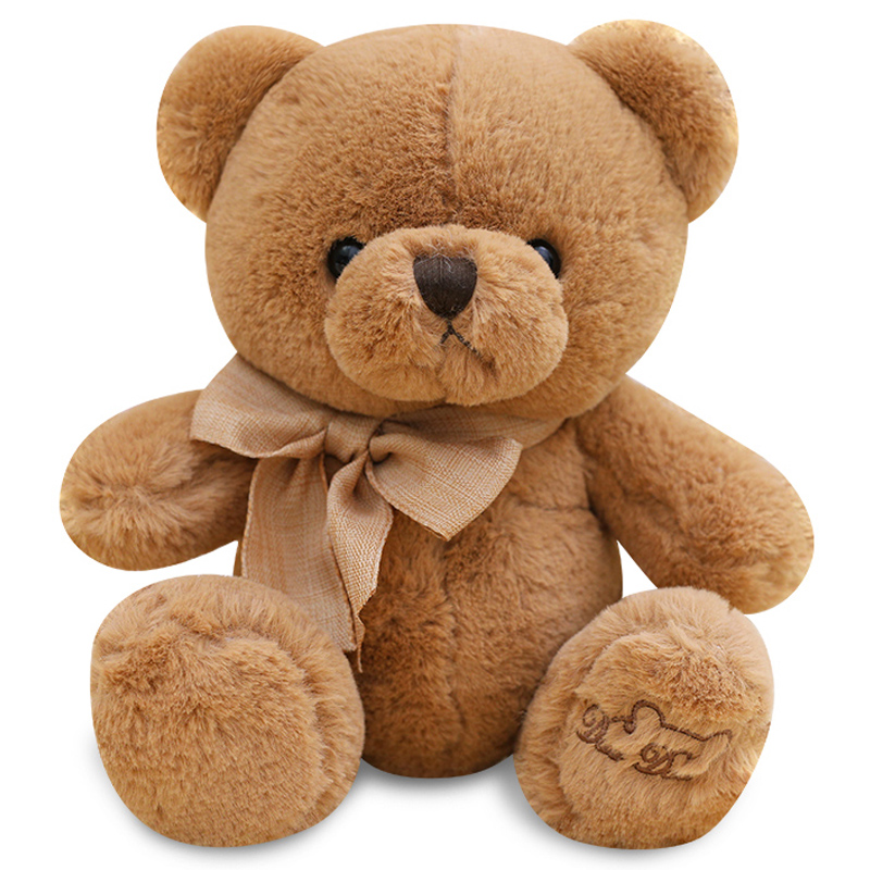 泰迪熊公仔毛绒玩具大号女生可爱布娃娃宝宝熊正版生日礼物送女友 兜兜熊-棕色 20厘米