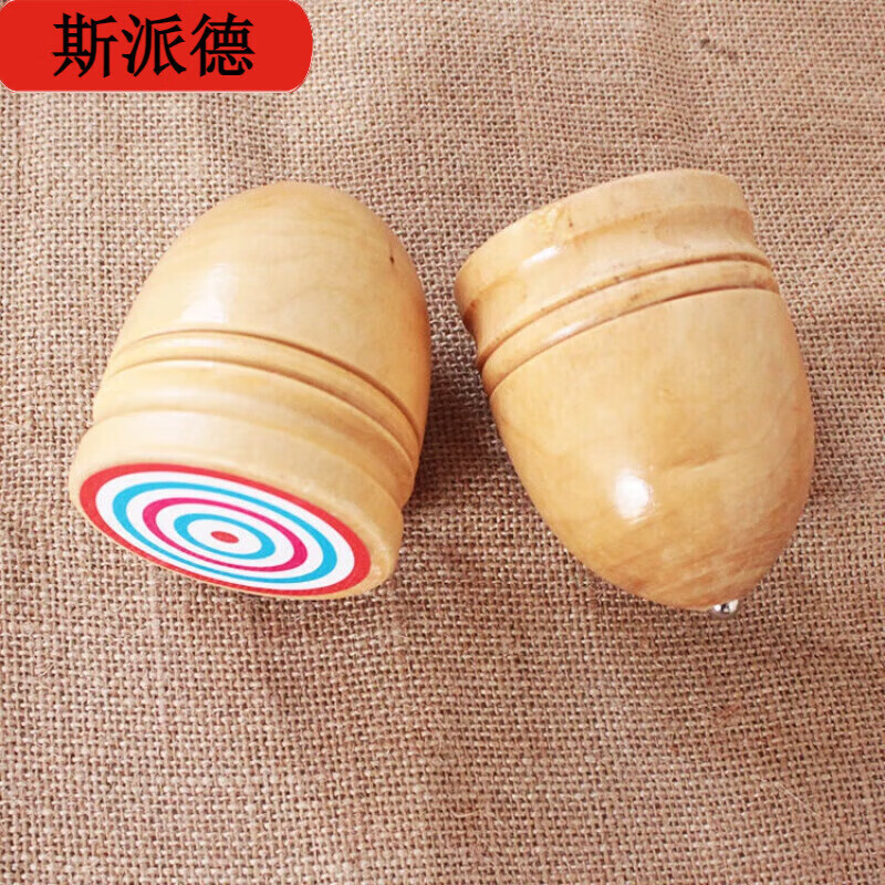 卡佰索实木大号陀螺带鞭怀旧健身玩具 (共四个)小号赠送鞭子
