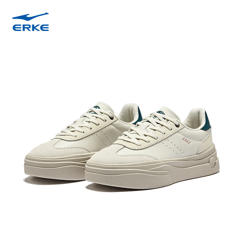 鸿星尔克（ERKE）板鞋春季新款女士鞋子潮厚底户外休闲鞋增高运动鞋子女款小白鞋 52124301256-102 37