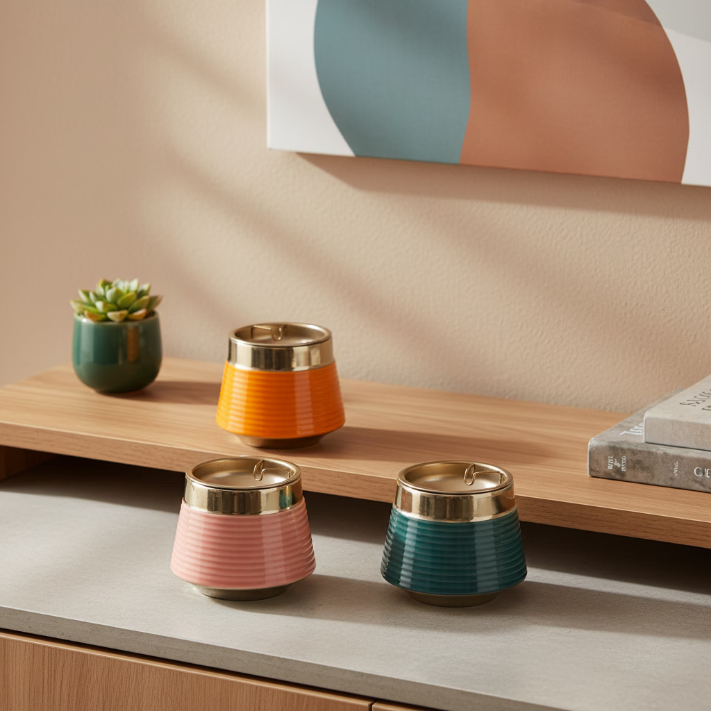 ECO IN CORNins高颜值陶瓷烟灰缸创意客厅卧室办公室防飞灰简约现代轻奢烟缸 白色