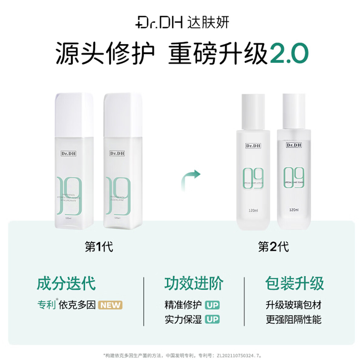 达肤妍新升级水乳套组240ml 保湿补水舒缓修护敏感男女士官方旗舰店正品 精研水120ml+乳120ml 【重磅升级2.0款】