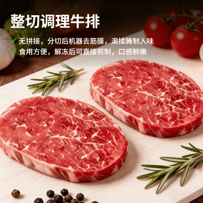 农夫好牛整切微腌调理儿童牛排菲力西冷家庭牛排非原切净重1000g 牛肉生鲜 【盒装】整切菲力1000g/10片+酱汁