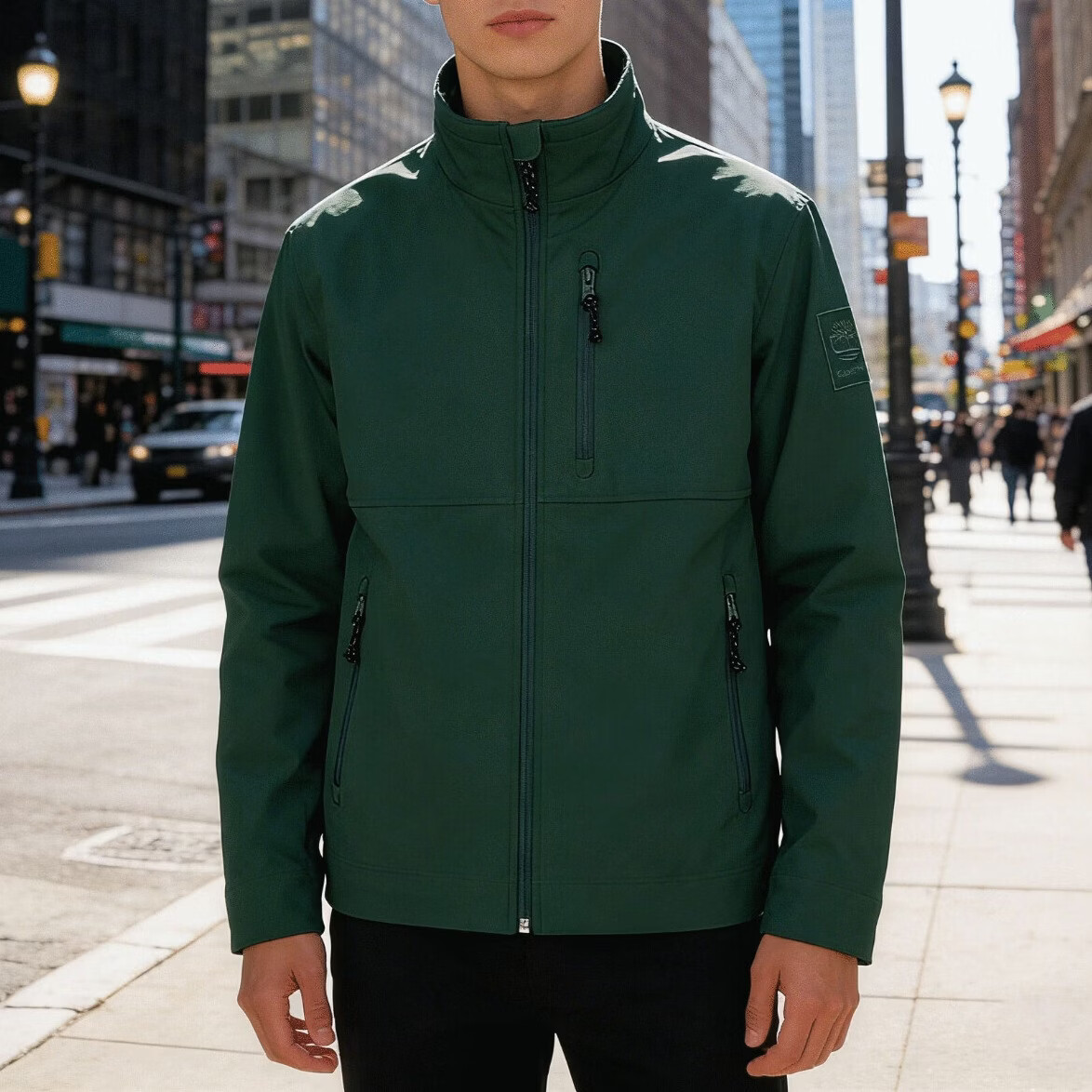 添柏岚（Timberland）外套男春季新款户外运动加绒软壳可叠穿防泼水保暖立领夹克 黑色/内里加绒/A6AU4001 M 175