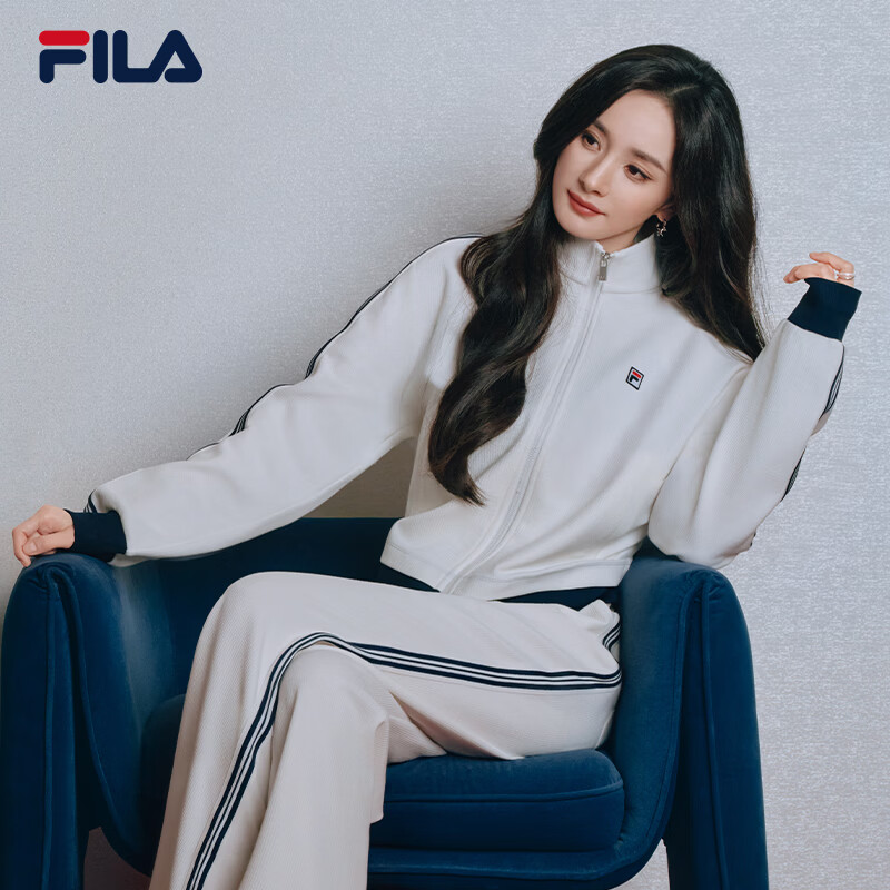 FILA MUSE 杨幂同款斐乐官方女士针织长袖外套2026夏新款休闲百搭上衣 云白-WT L 170/88A/L