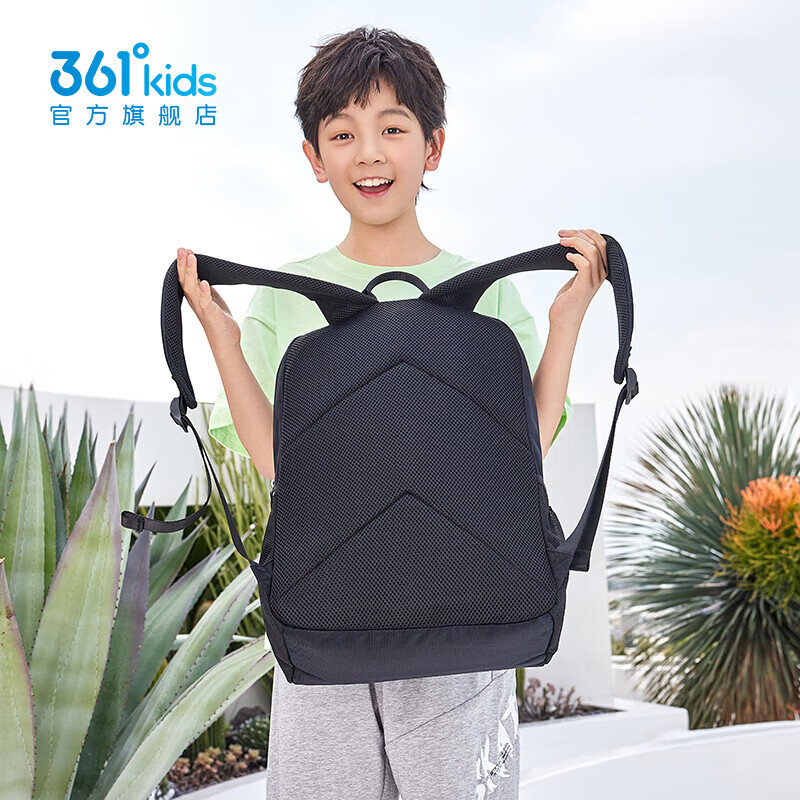 361°童装男女童开学上课双肩背包春季新款中大童书包 黑色 均码