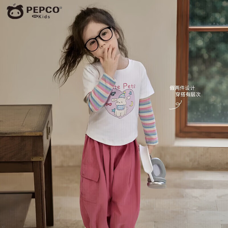 С�����ɣ�PEPCO��ŮͯT��2025���＾�������������a���ͯ�������װ��������ͯװ XY1������T��-��ɫ 80 (��������65-75cm)